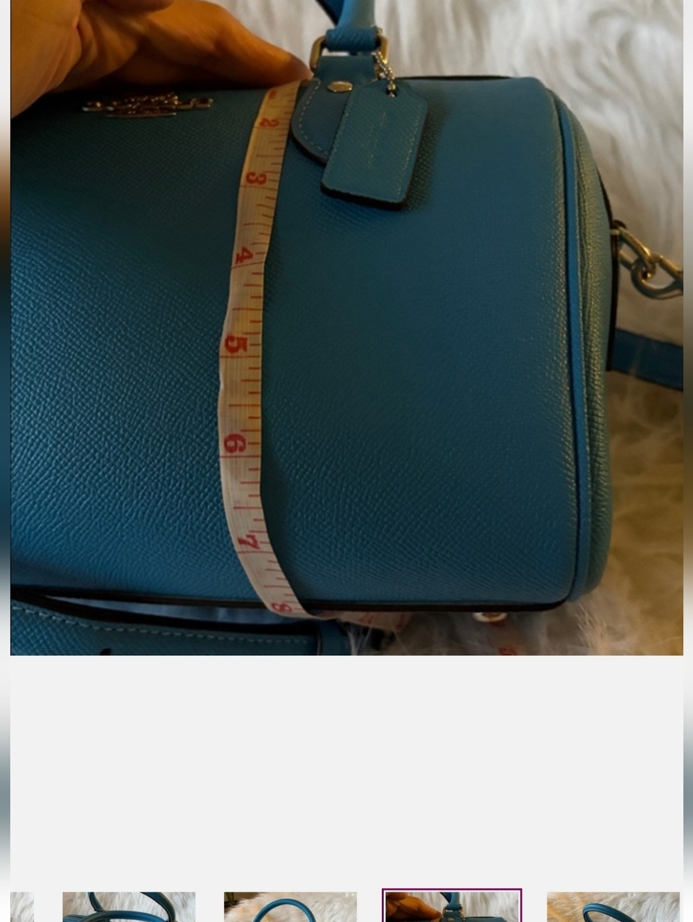Coach Rowan Pebbled Leather in Turquoise Blue - Picture 9 of 10
